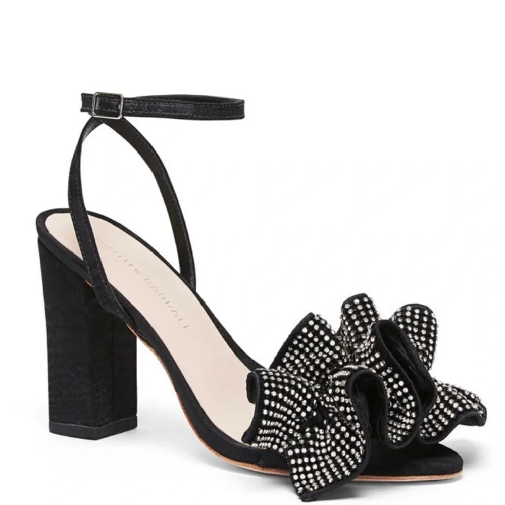 NIB LOEFFLER RANDALL SAVANNAH RHINESTONE RUFFLE HEEL - Picture 4 of 12